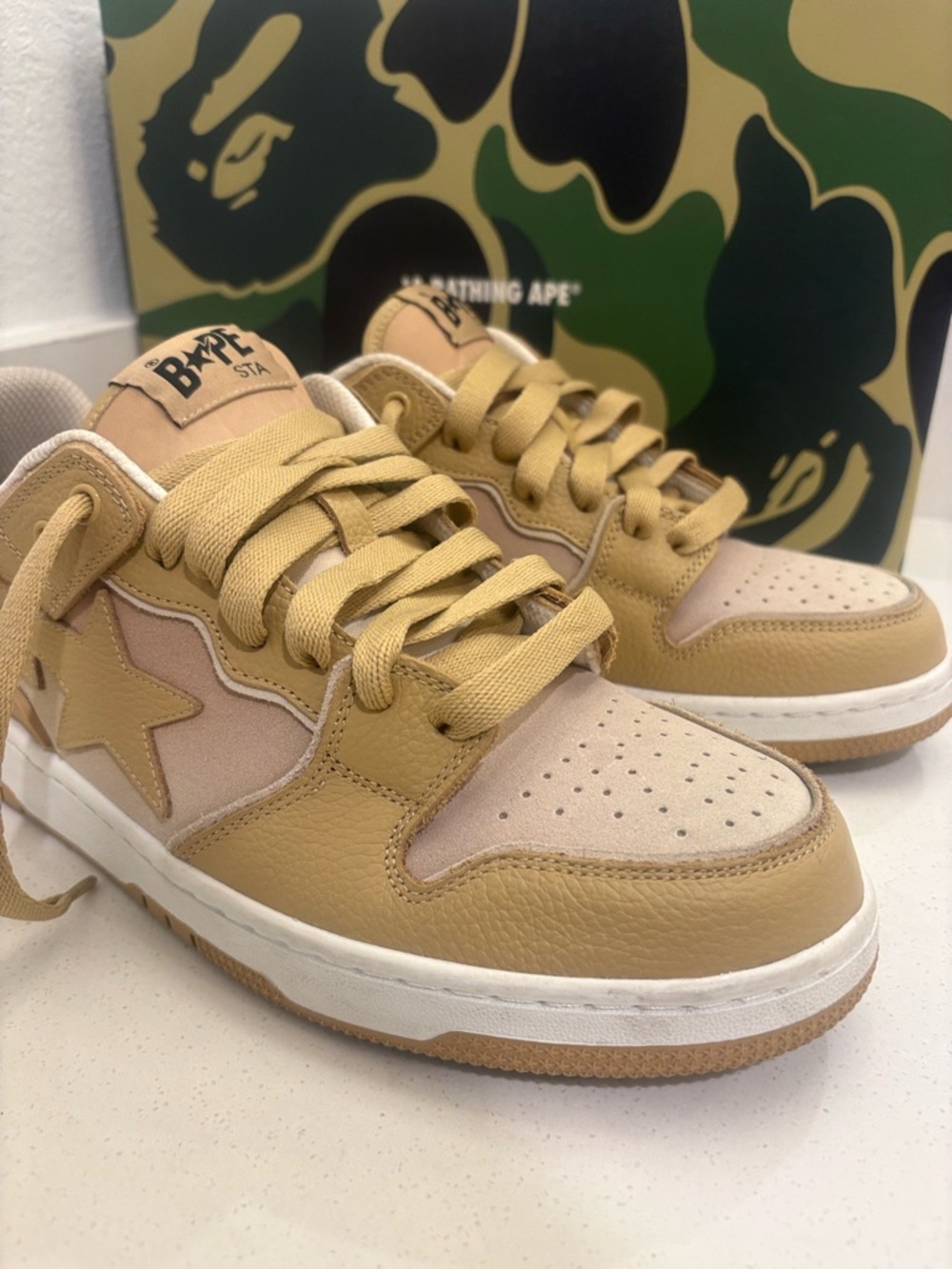 Bape Kids' Sta Low Top Sneakers - Wheat/Beige